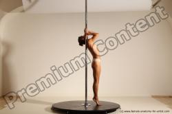 Nude Gymnastic poses Woman White Slim long brown Dancing Dynamic poses Pinup